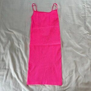 Aritzia Sunday Best Hot Pink Ribbed Bodycon Spaghetti Strap Dress | Size XS/S